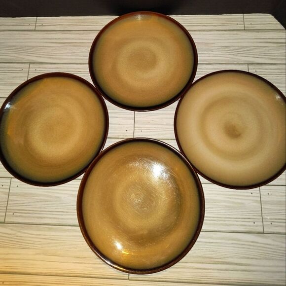 SANGO NOVA BROWN 7.5" Dessert Plates 4 Stoneware Quality 4933 Mid Century Modern - Picture 4 of 7